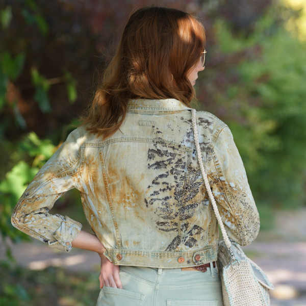 Denim jacket with ecoprint
