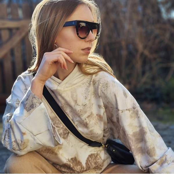 Bawełniana bluza dresowa z naturalnym ecoprintem ZAMÓW PODOBNE