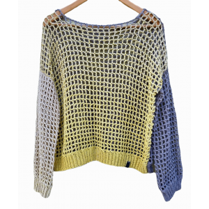 Ażurowy sweter z bawełny farbowanej naturalnie r Ażurowy sweter z bawełny farbowanej naturalnie r